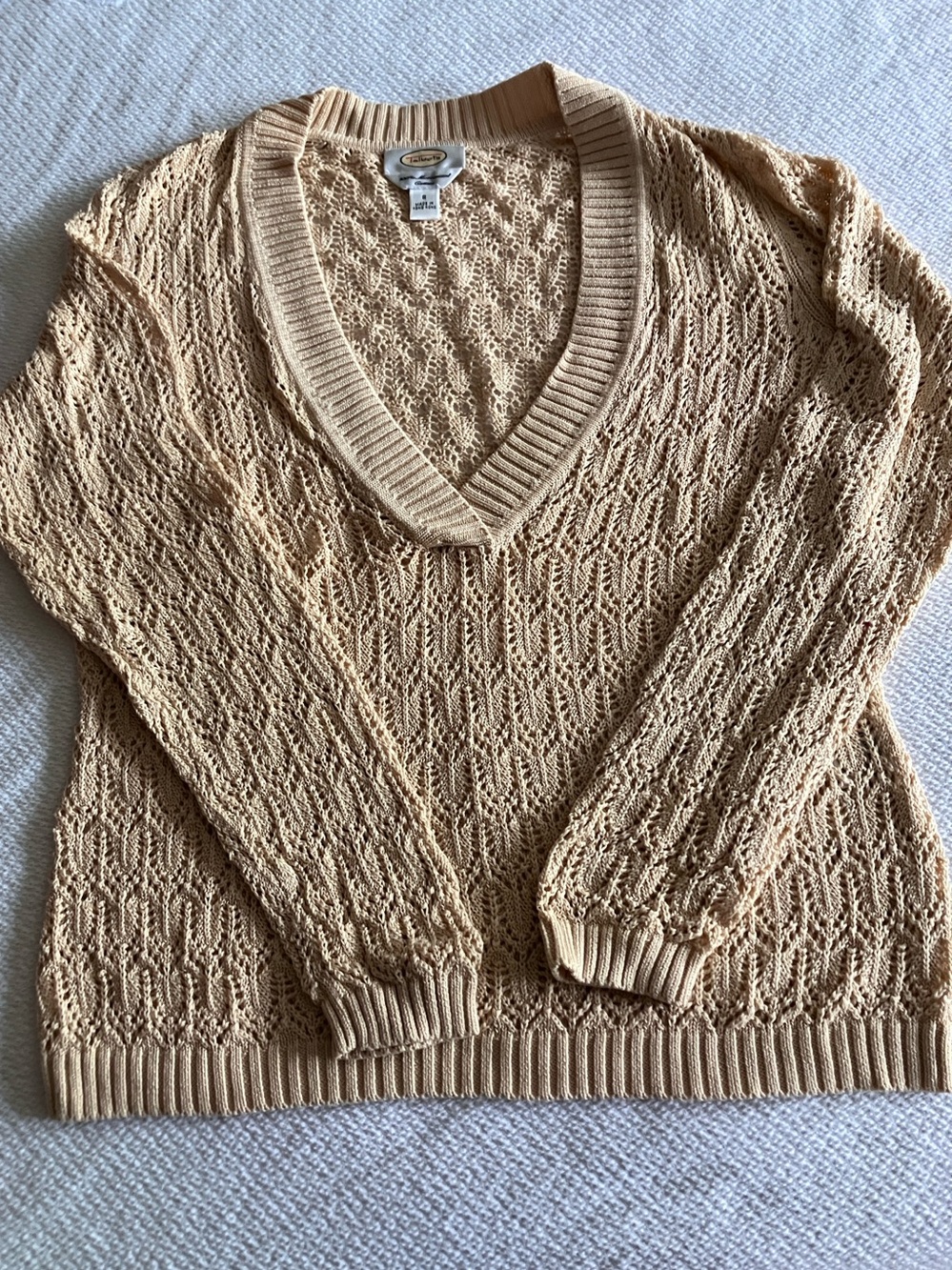 VTG Never Worn Talbots Women's Cream Knit V-Neck Sweater